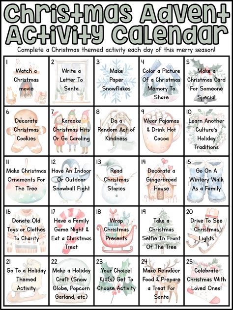 Printable Advent Calendar Activities