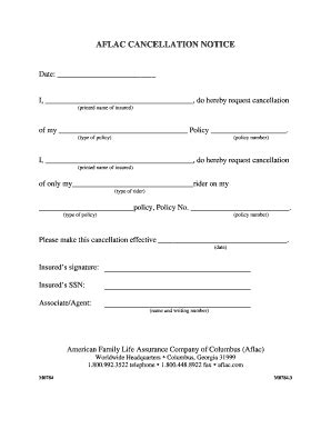 Printable Aflac Cancellation Form