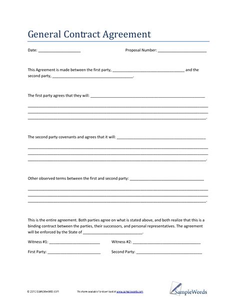 Printable Agreement Form Sample