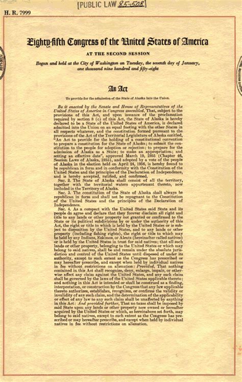 Printable Alaska Statehood Act