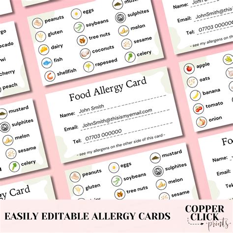 Printable Allergy Cards