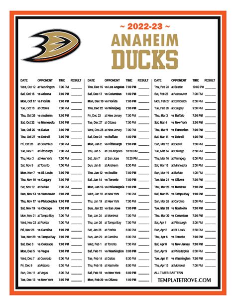 printable anaheim ducks schedule