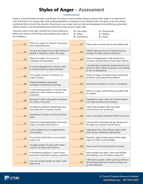 Printable Anger Type Test