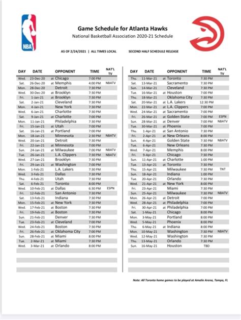 printable atlanta hawks basketball schedule