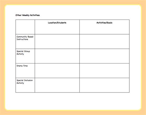 Printable Autism Lesson Plan Template