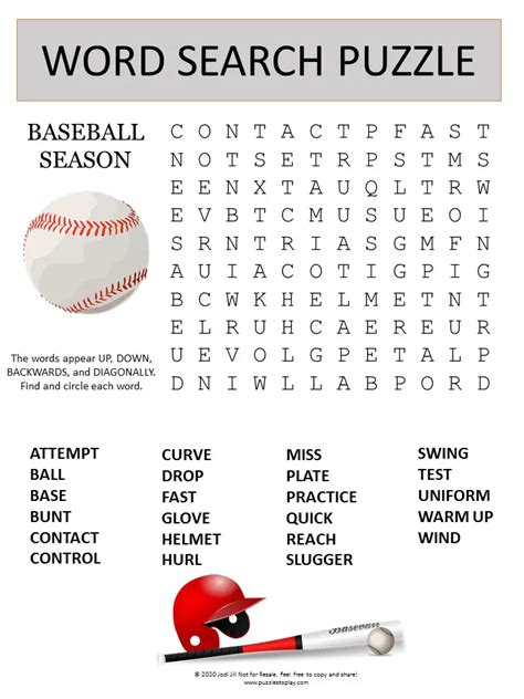 Printable Baseball Word Search: A Fun Activity For Baseball Fans!