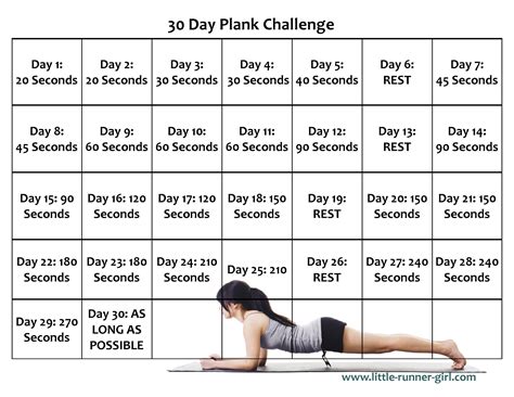 Printable Beginner 30 Day Plank Challenge