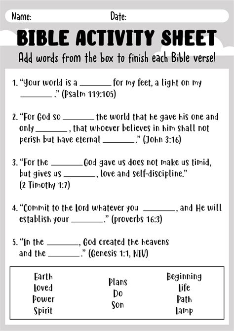 Printable Bible Lesson