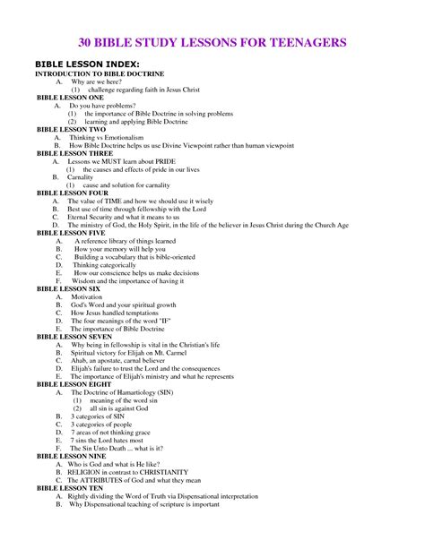 Printable Bible Study Lessons For Adults