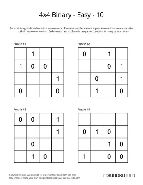 Printable Binary Coding Puzzle