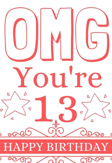 Printable Birthday Cards For 13 Year Old Girl