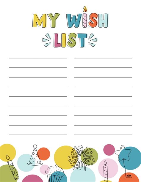 Printable Birthday Wishlist Template