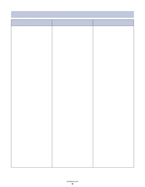 Printable Blank 3 Cloumn Table