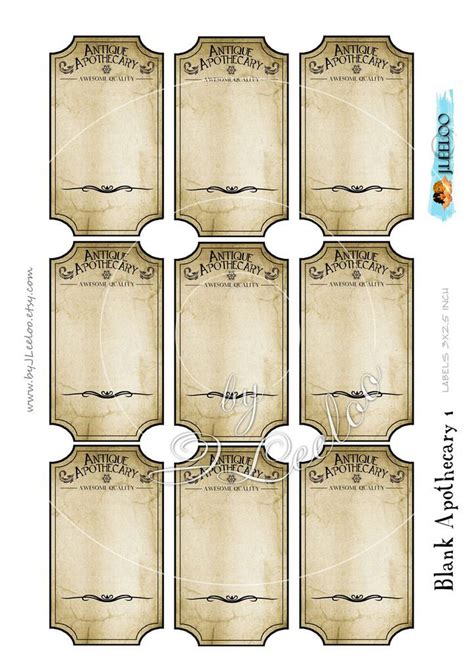 Printable Blank Apothecary Labels