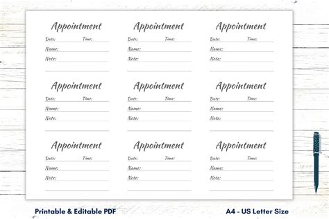 Printable Blank Appointment Cards