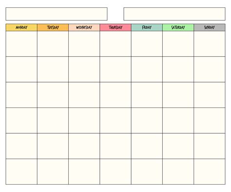 Printable Blank Calendar Grid