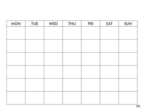 Printable Blank Calendar Without Numbers