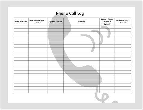 Printable Blank Call Logs