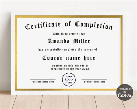 Printable Blank Certificates Of Completion For Courses