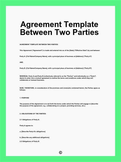 Printable Blank Contract Between Two Parties