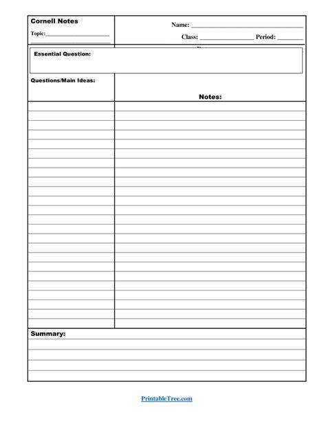 Printable Blank Cornell Note Sheet