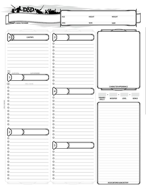 Printable Blank Dnd Character Sheets 5E Back