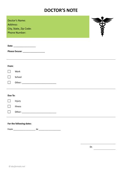 Printable Blank Doctors Note