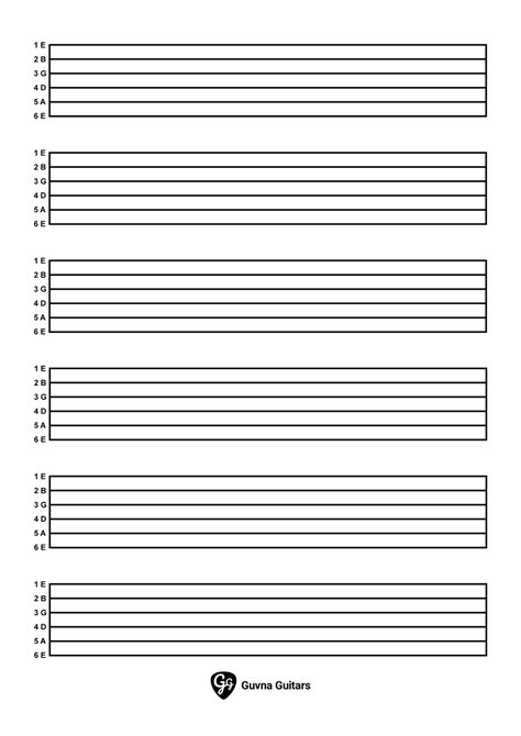 Printable Blank Guitar Tab Pdf