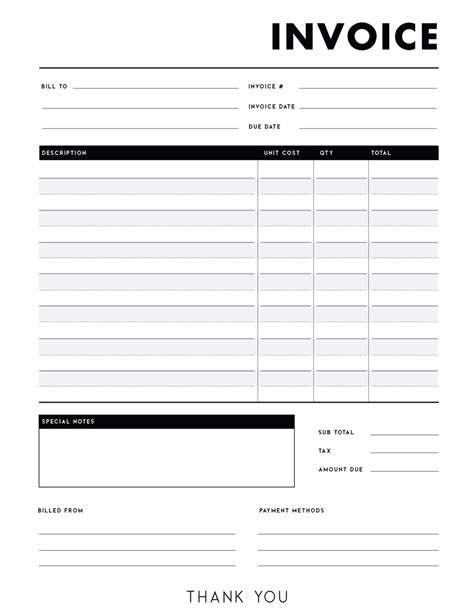 Printable Blank Invoice Pdf