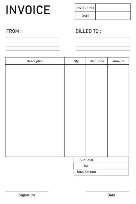 Printable Blank Invoice Simple