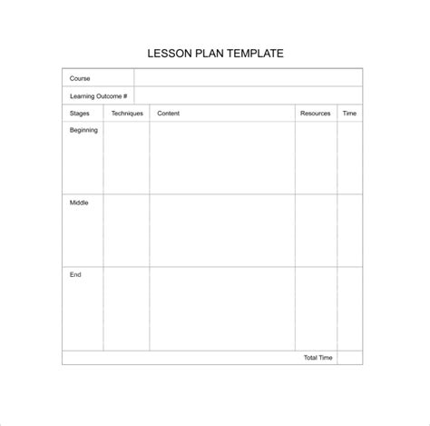Printable Blank Lesson Plan Forms