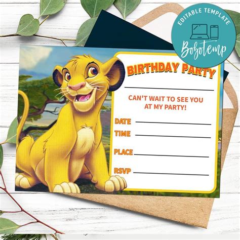 Printable Blank Lion King Invitations