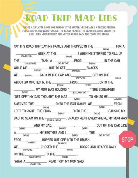 Printable Blank Mad Libs Summer