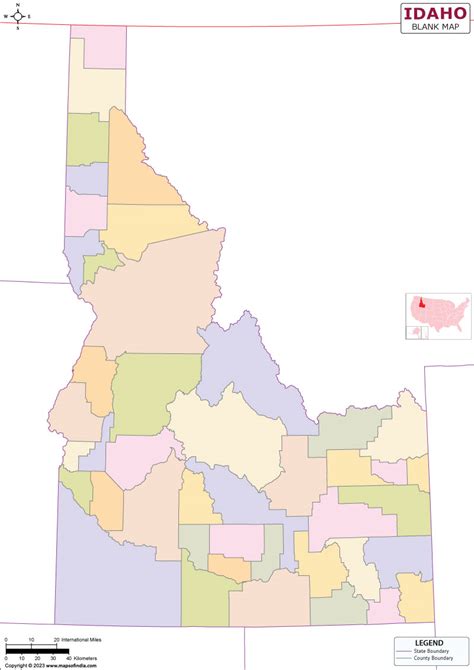 Printable Blank Map Of Idaho