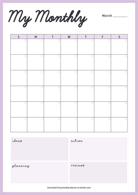 Printable Blank Monthly Planner