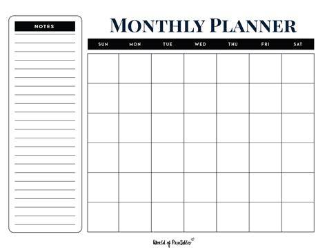 Printable Blank Monthly Planner With Lines