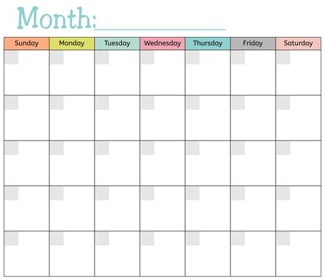Printable Blank Monthly Schedule