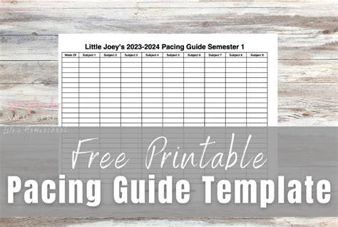 Printable Blank Pacing Guide