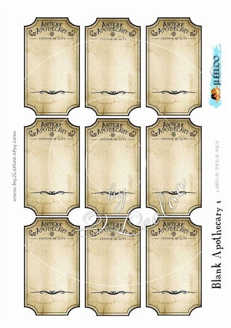 Printable Blank Potion Labels 1X2 58
