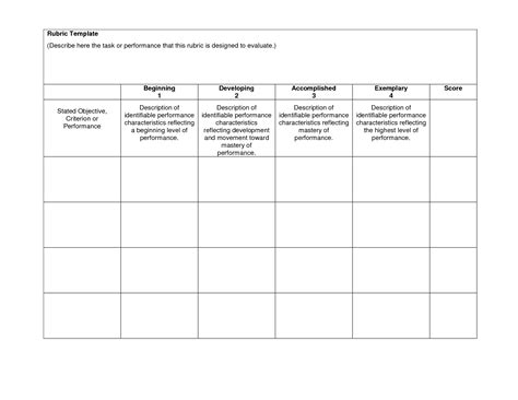 Printable Blank Rubric Template