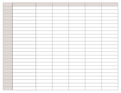 Printable Blank Spreadsheet Template