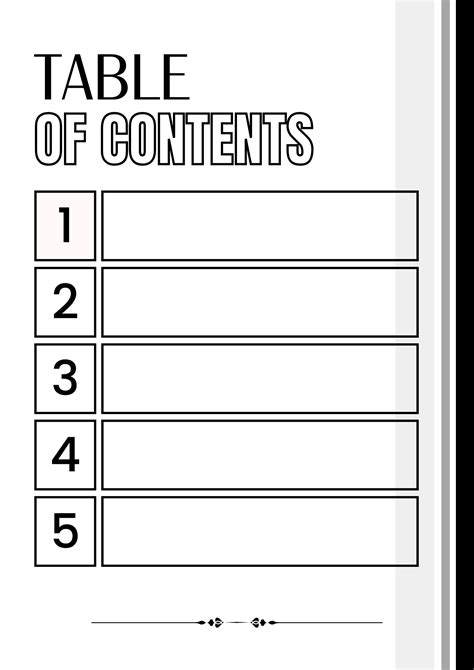 Printable Blank Table Of Contents Template