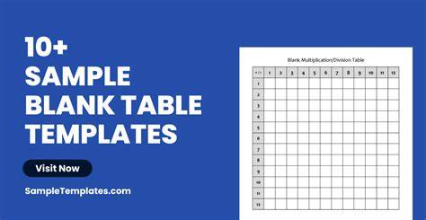 Printable Blank Table Sheet