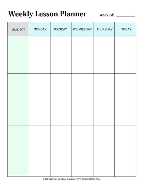 Printable Blank Teacher Planning