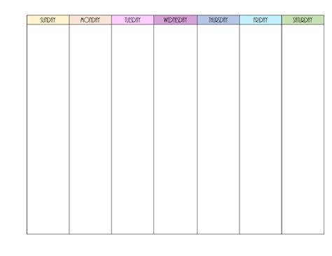 Printable Blank Week Chart