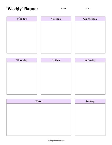 Printable Blank Weekly Planner With Lines