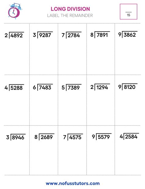 Printable Blank Worksheet For Long Division