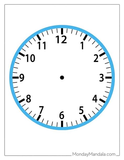 Printable Blue Clock Face