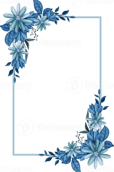 Printable Blue Flower Frame