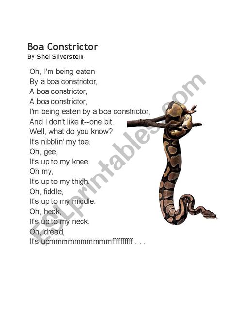 Printable Boa Constrictor Shel Silverstein